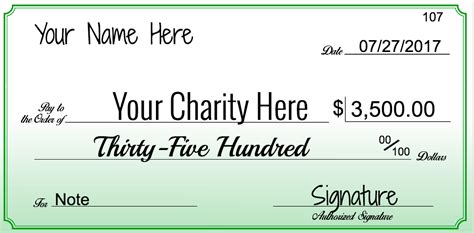 charity donation check template.